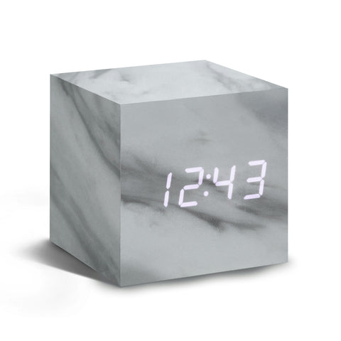 Cube Marble Click Clock/White LED