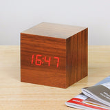 Cube Walnut Click Clock / Red LED